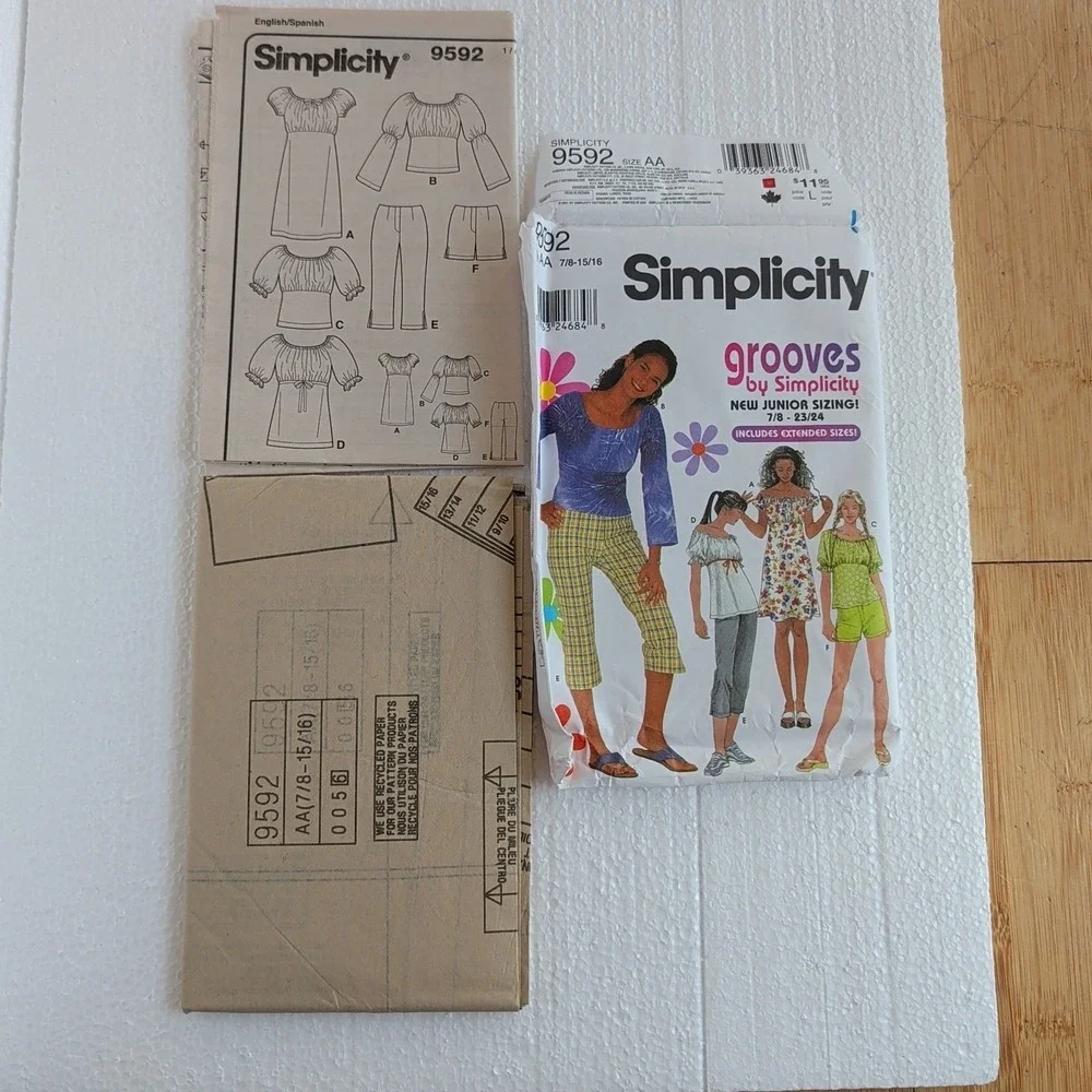 2001 Simplicity Grooves 9592 Uncut Juniors Pattern Size AA 7/8 - 23/24 Y2K VTG - Picture 5 of 7